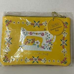 Moda Fabrics + Sewing Notions Bag, Yellow Floral Sewing Machine Print
